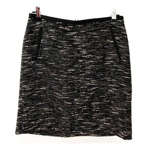 Talbots Petites Fully Lined Wool Blend Tweed Mini Skirt Black and White Career